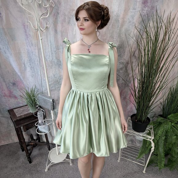 Brand Label unknown Dresses & Skirts - 📌Sage Green Lace Up Cocktail - Bridesmaid - Homecoming Dress w/ Wide Straps